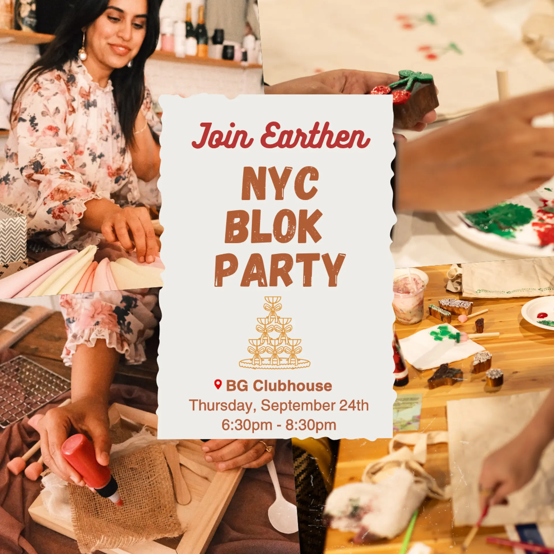 Earthen Block Printing Workshop at BG Clubhouse — South Asian event in NoMad, Manhattan
