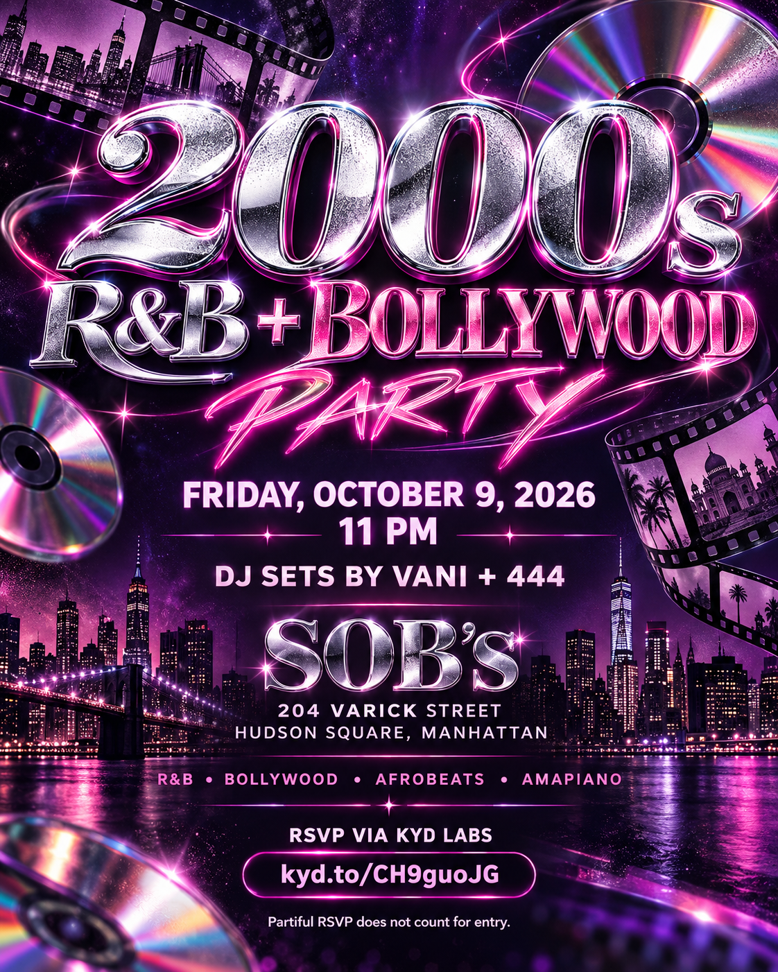 2000s R&B and Bollywood Party — South Asian event in New York, Manhattan