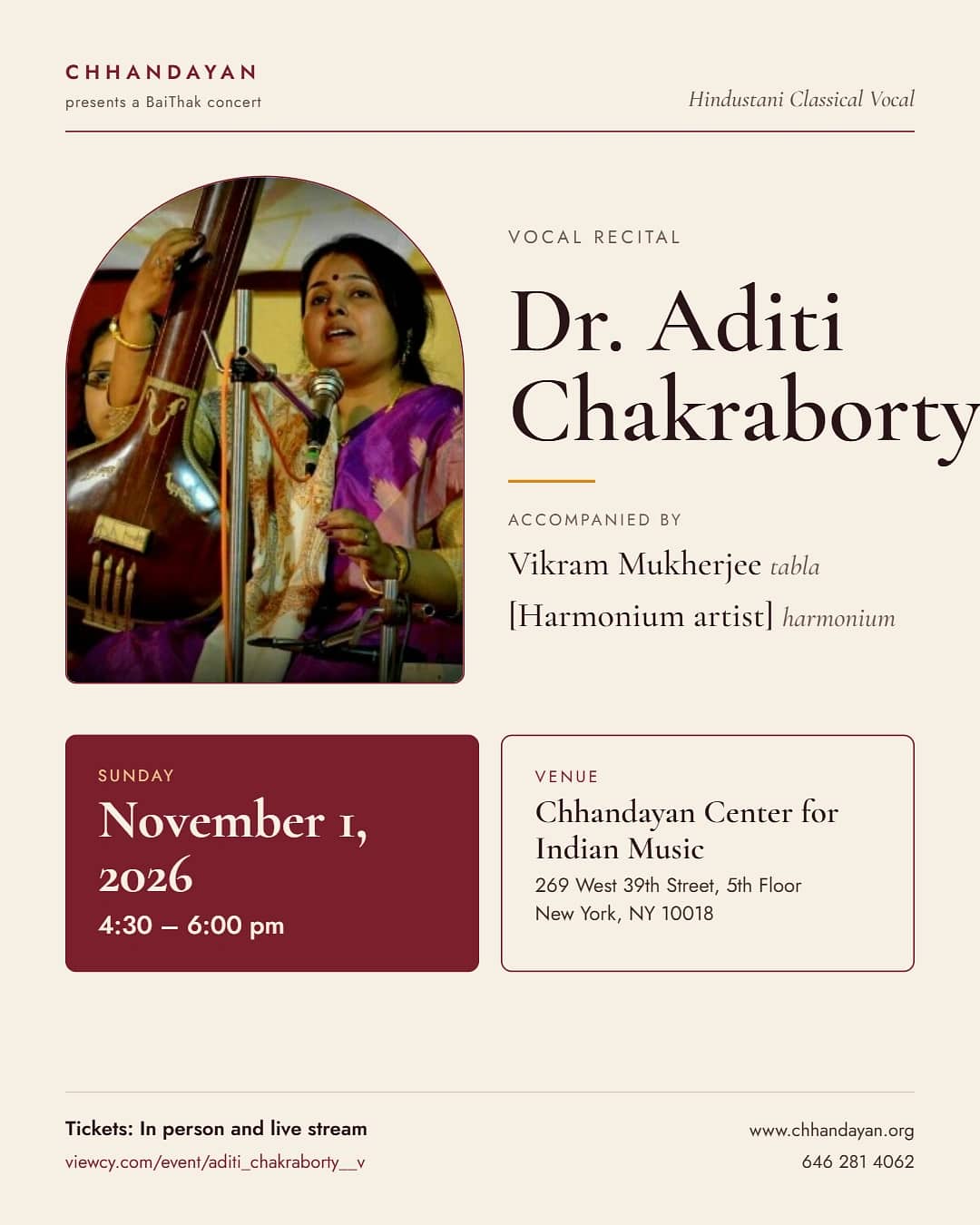 Aditi Chakraborty Vocal Concert event photography